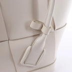 Bottega Veneta Arco Leather Maxi Intrecciato Handbag in White