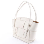 Bottega Veneta Arco Leather Maxi Intrecciato Handbag in White