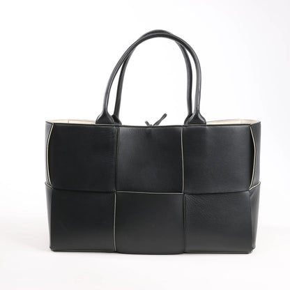 Bottega Veneta The Arco Maxi Intrecciato Large Leather Handbag in Black
