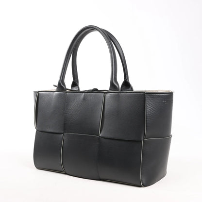Bottega Veneta The Arco Maxi Intrecciato Leather Handbag in Black