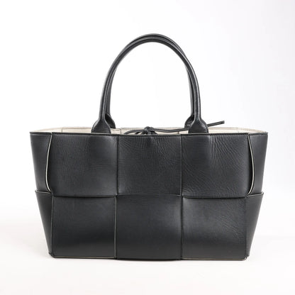 Bottega Veneta The Arco Maxi Intrecciato Leather Handbag in Black