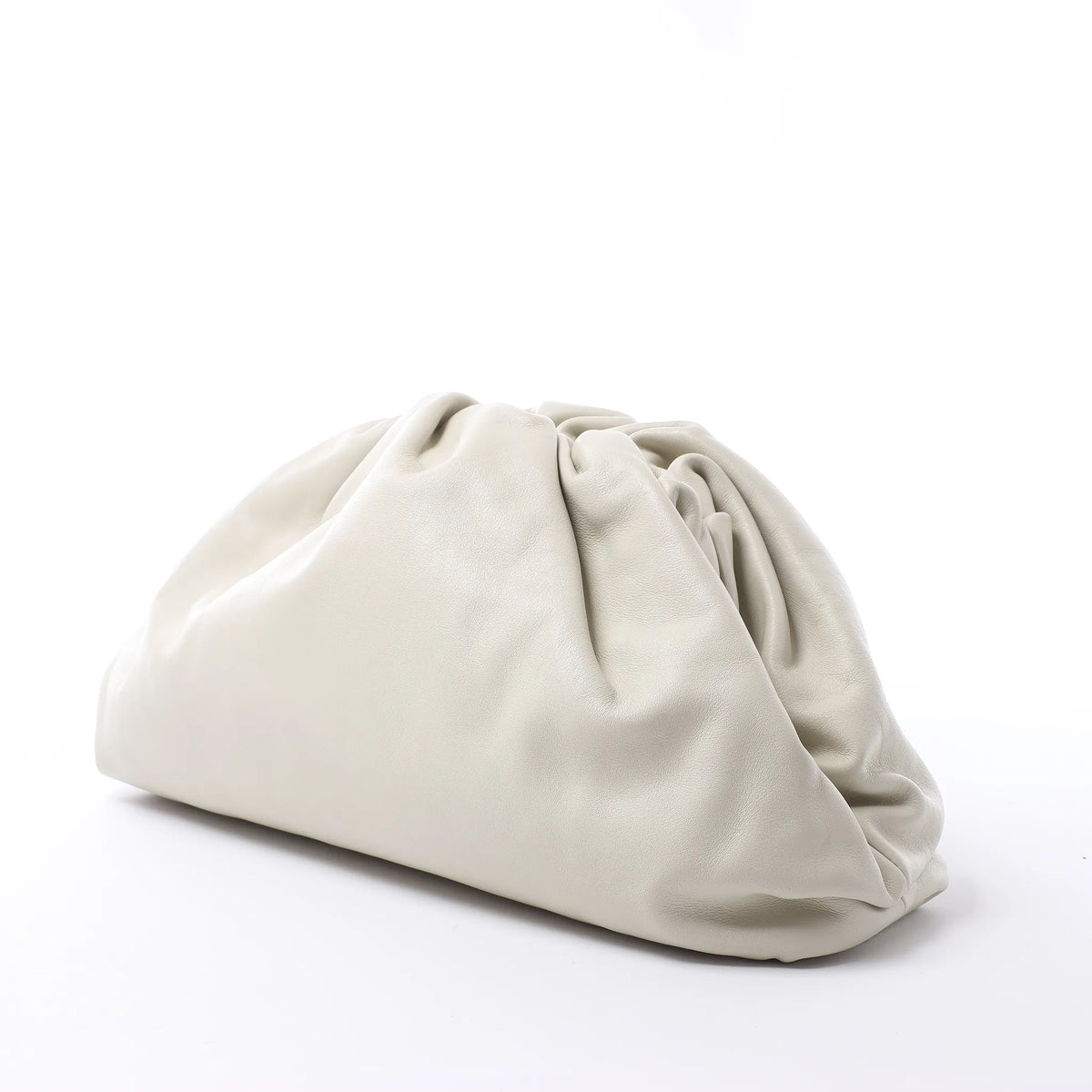 Bottega Veneta The Pouch Oversize Leather Clutch Bag in Beige