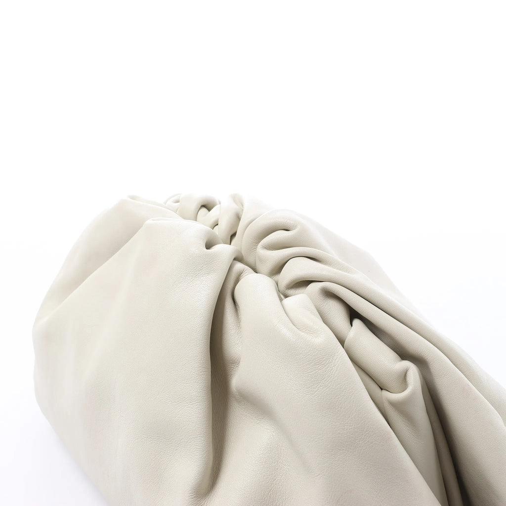 Bottega Veneta The Pouch Oversize Leather Clutch Bag in Beige