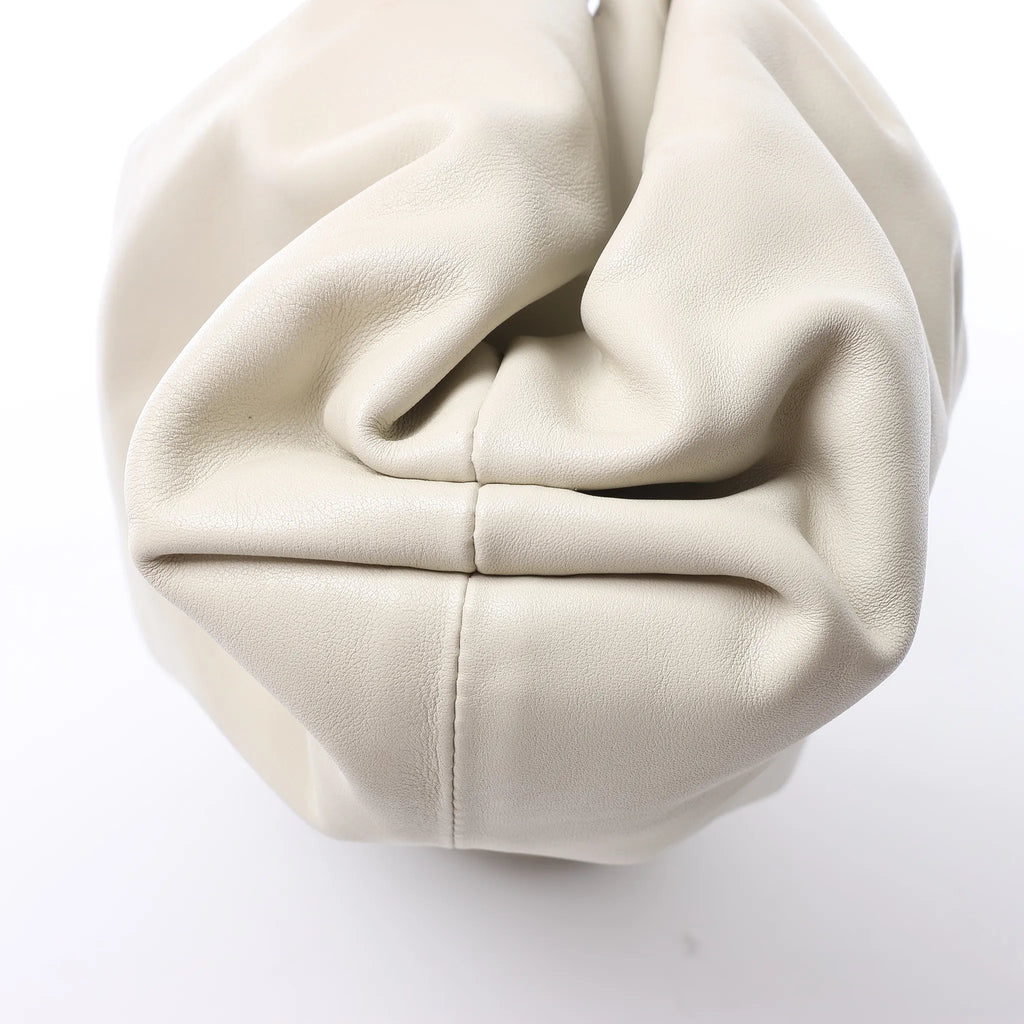 Bottega Veneta The Pouch Oversize Leather Clutch Bag in Beige
