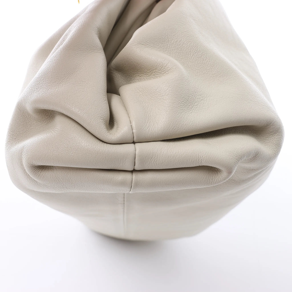 Bottega Veneta The Pouch Oversize Leather Clutch Bag in Beige