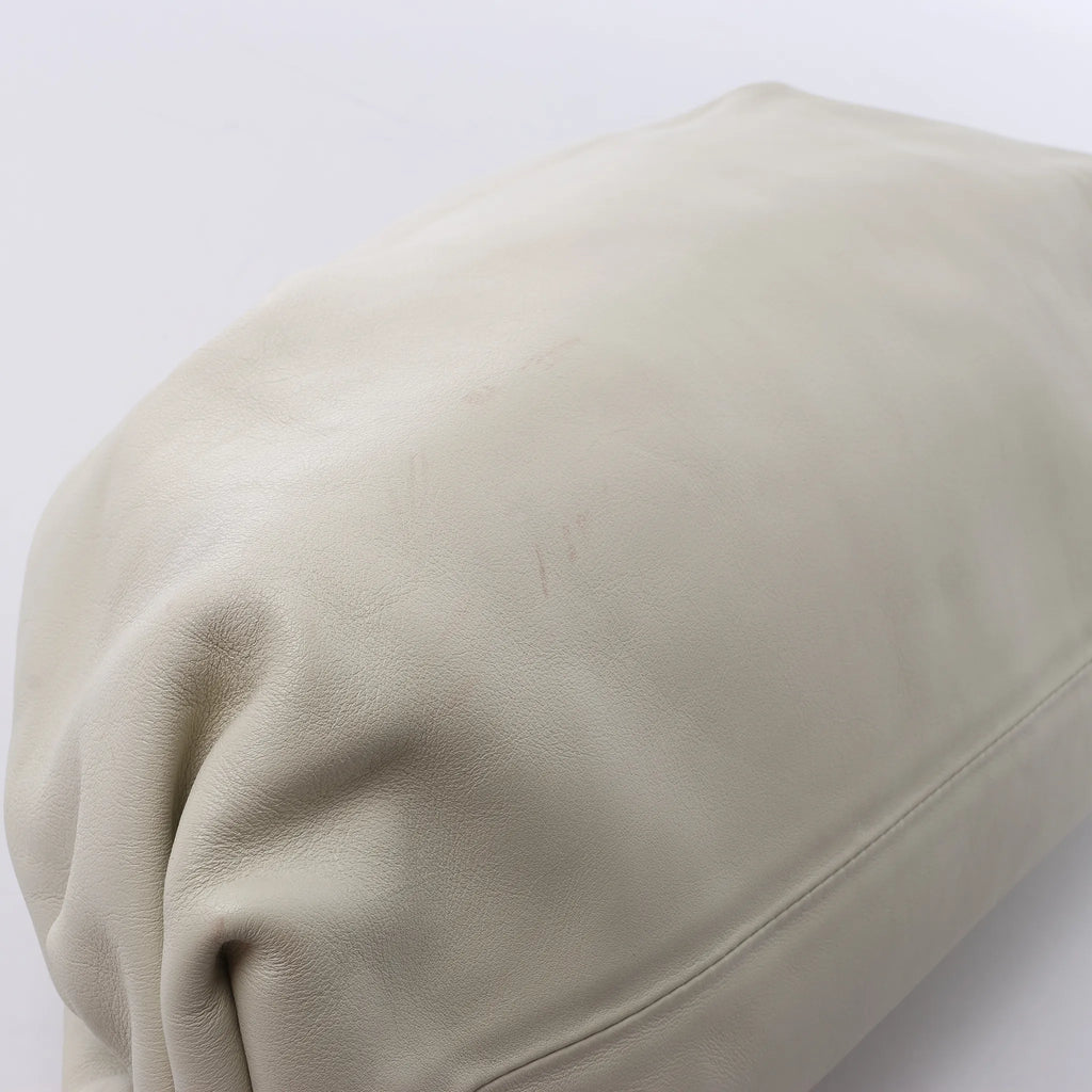 Bottega Veneta The Pouch Oversize Leather Clutch Bag in Beige