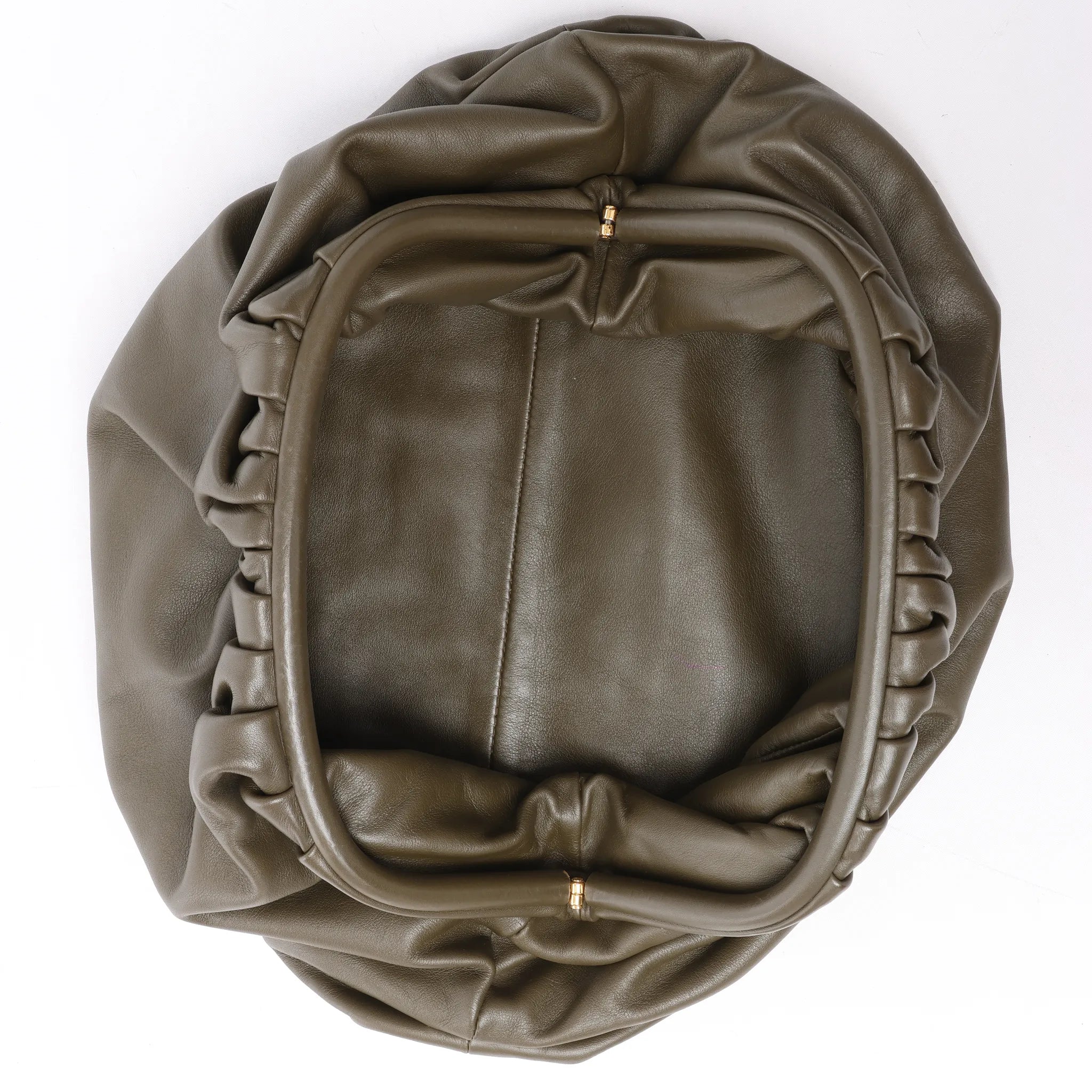 Bottega Veneta The Pouch Oversize Leather Clutch Bag in Green