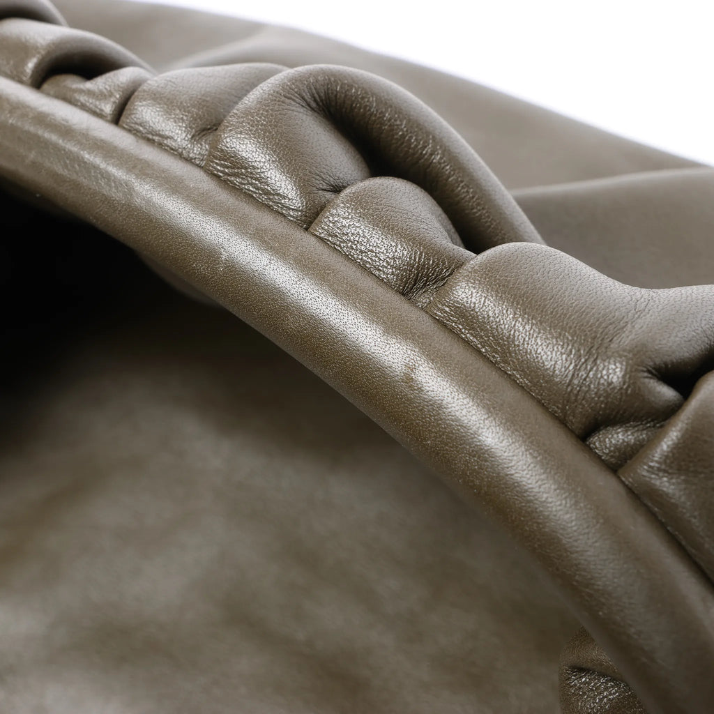 Bottega Veneta The Pouch Oversize Leather Clutch Bag in Green