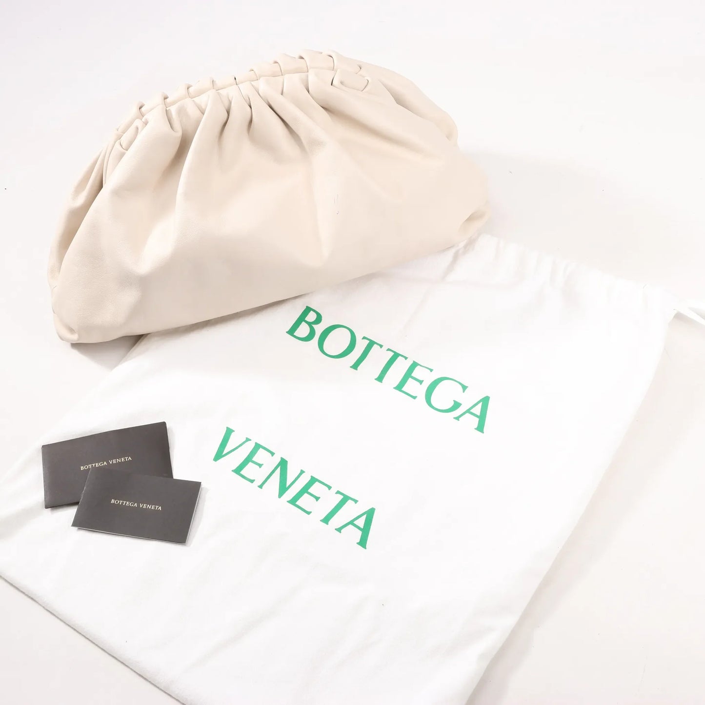 Bottega Veneta The Pouch Oversize Leather Clutch Bag in Beige