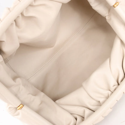 Bottega Veneta The Pouch Oversize Leather Clutch Bag in Beige