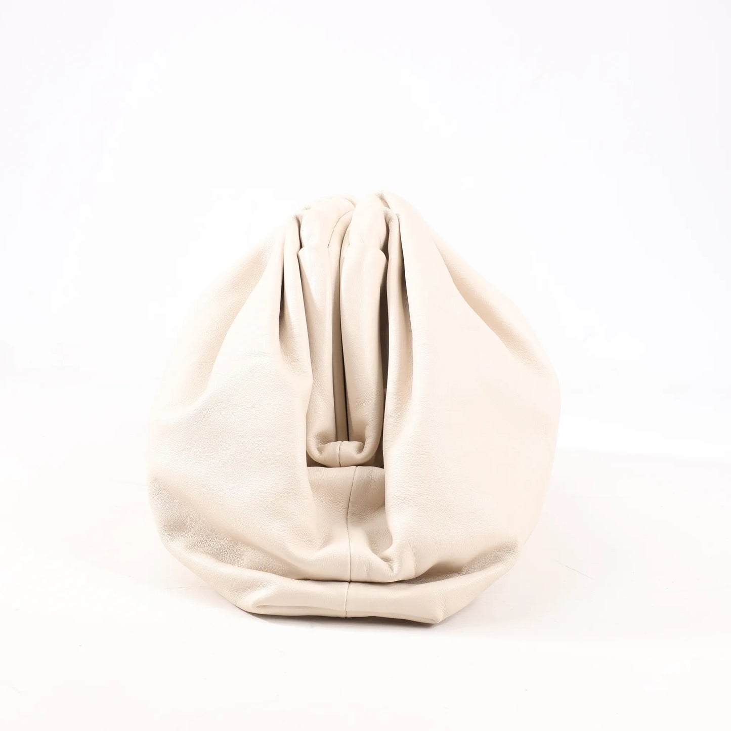 Bottega Veneta The Pouch Oversize Leather Clutch Bag in Beige