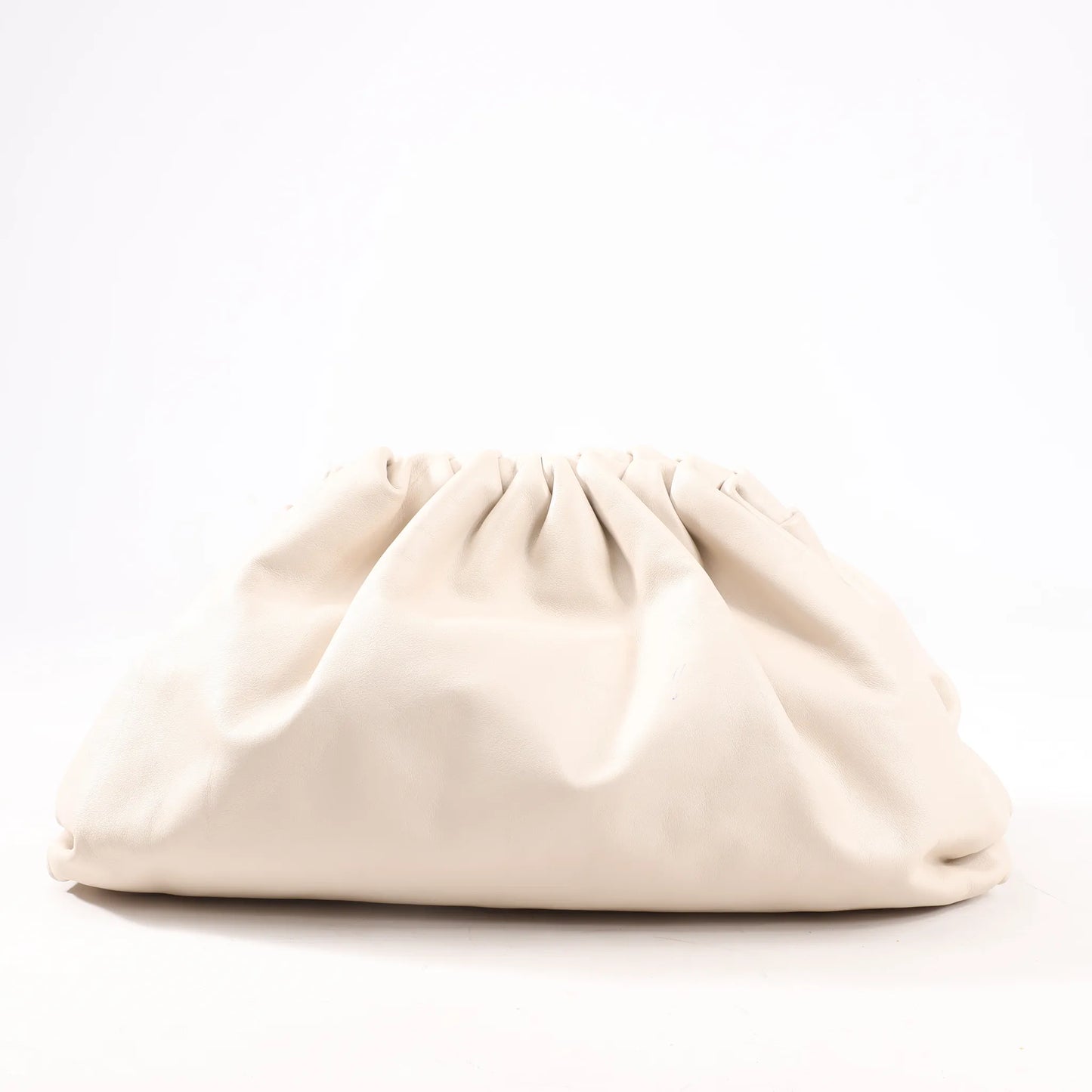 Bottega Veneta The Pouch Oversize Leather Clutch Bag in Beige