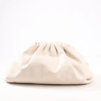 Bottega Veneta The Pouch Oversize Leather Clutch Bag in Beige