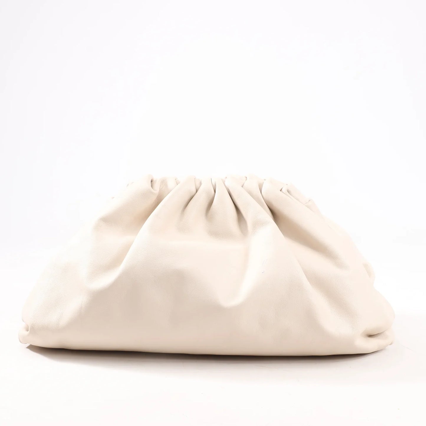 Bottega Veneta The Pouch Oversize Leather Clutch Bag in Beige