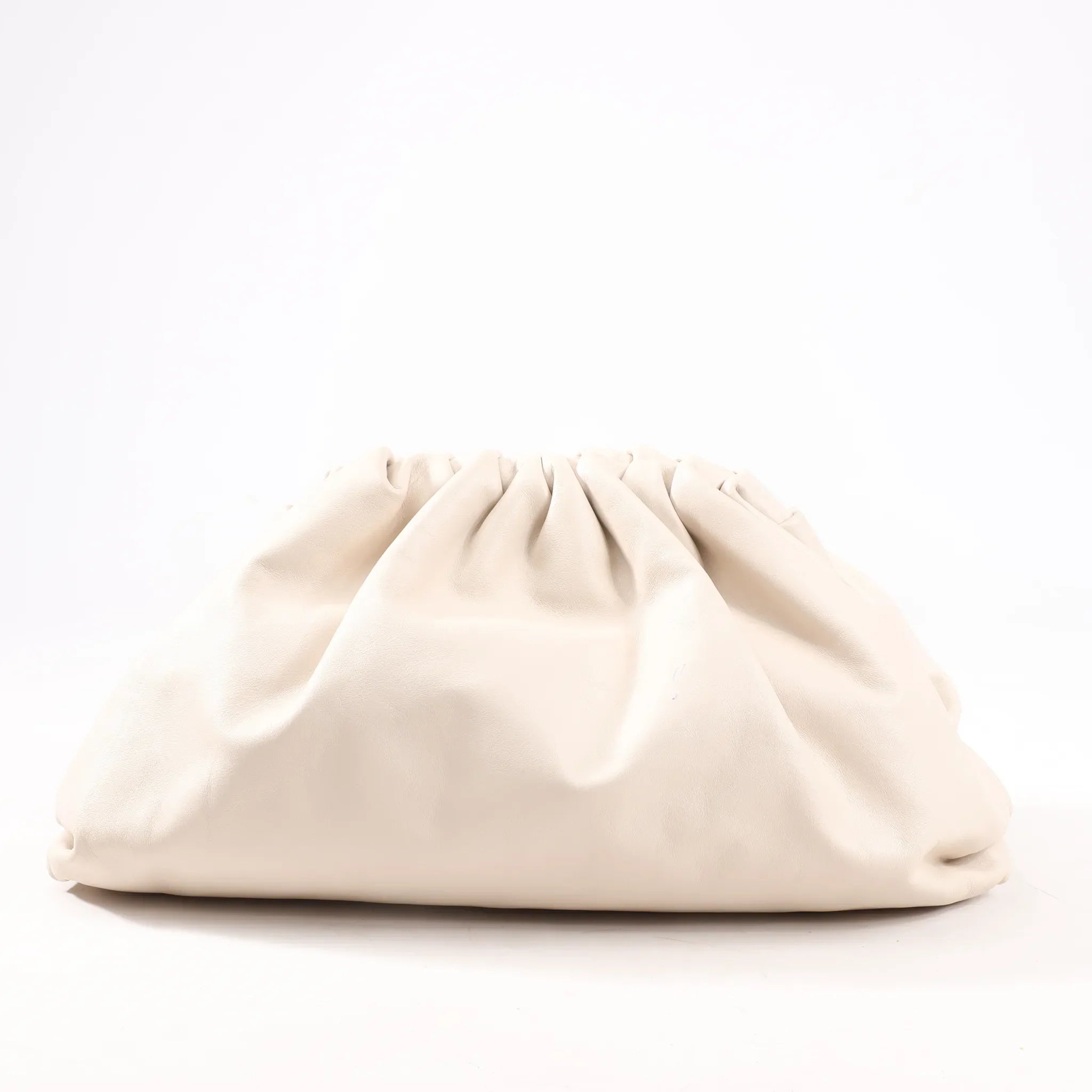 Bottega Veneta The Pouch Oversize Leather Clutch Bag in Beige