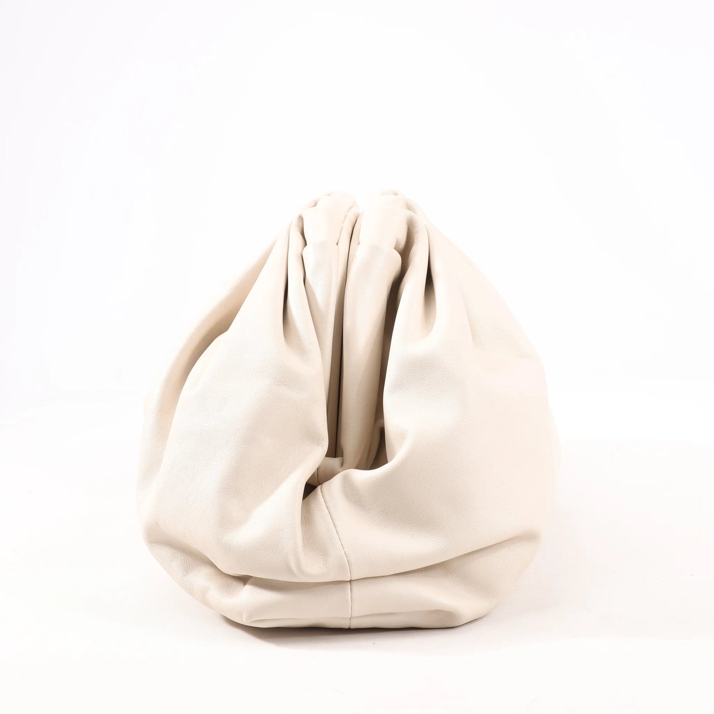 Bottega Veneta The Pouch Oversize Leather Clutch Bag in Beige