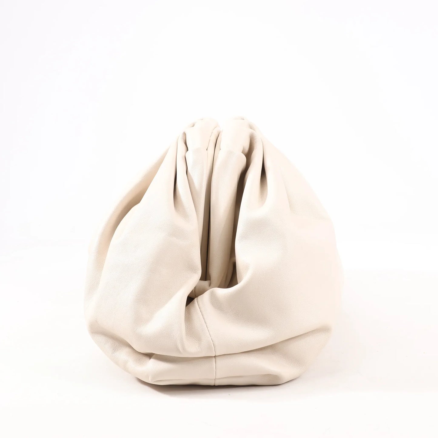 Bottega Veneta The Pouch Oversize Leather Clutch Bag in Beige