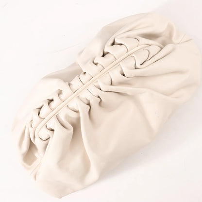Bottega Veneta The Pouch Oversize Leather Clutch Bag in Beige