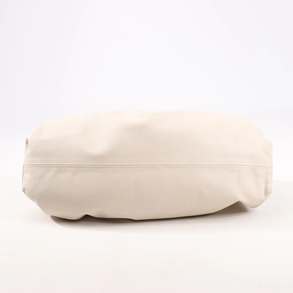 Bottega Veneta The Pouch Oversize Leather Clutch Bag in Beige