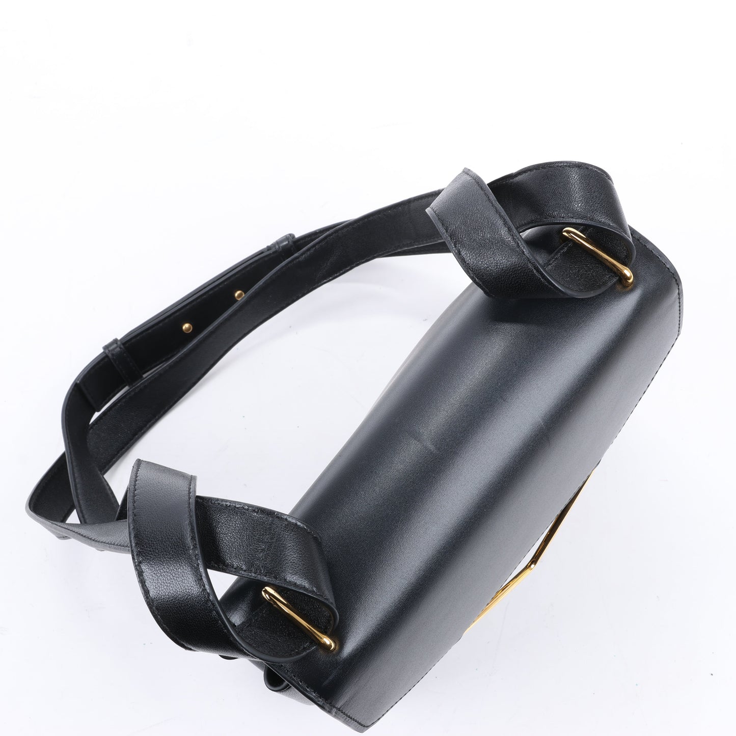 Sac à bandoulière Bottega Veneta en cuir de veau nappa Box Clip, noir