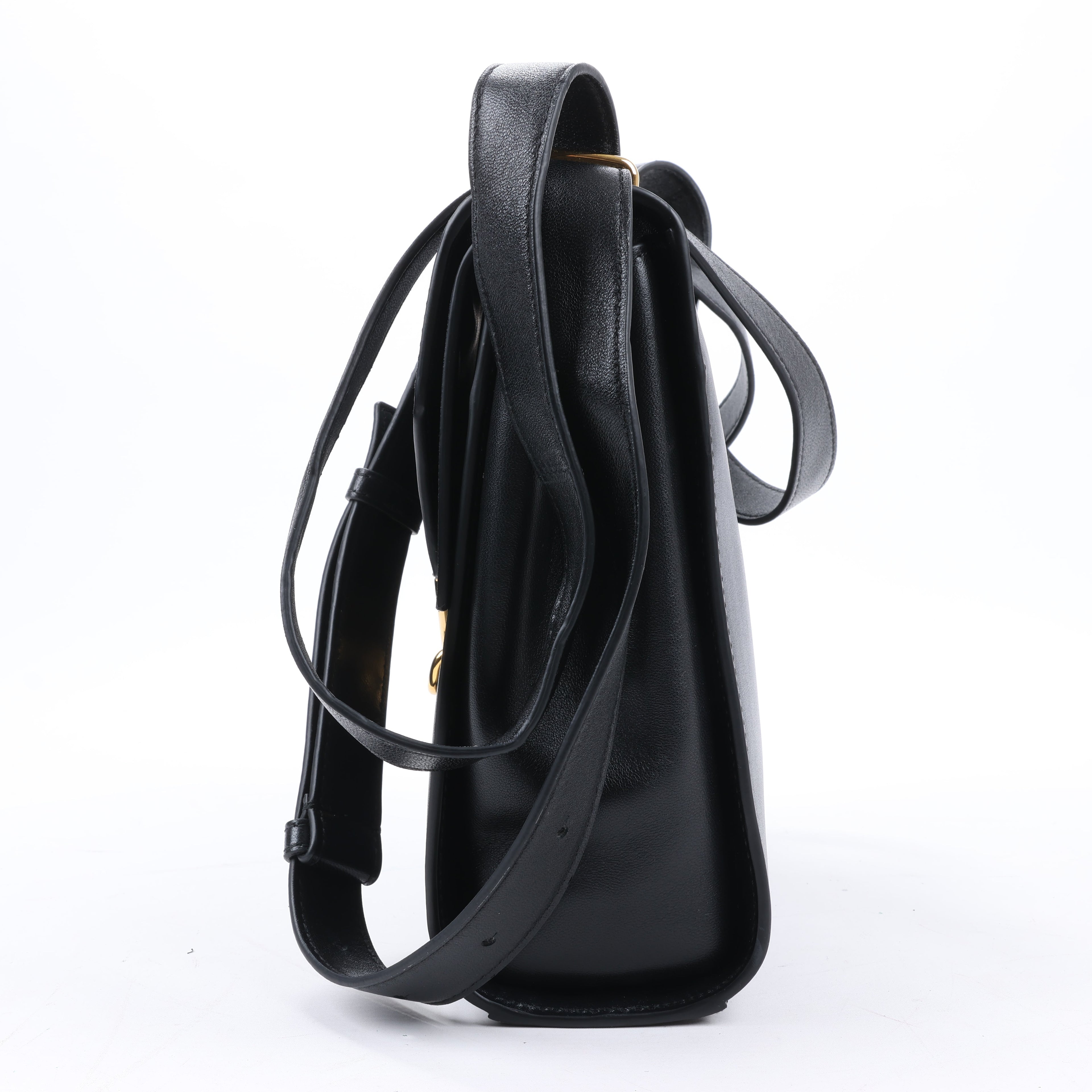 Bottega Veneta Box Calfskin Nappa Clip Shoulder Bag in Black