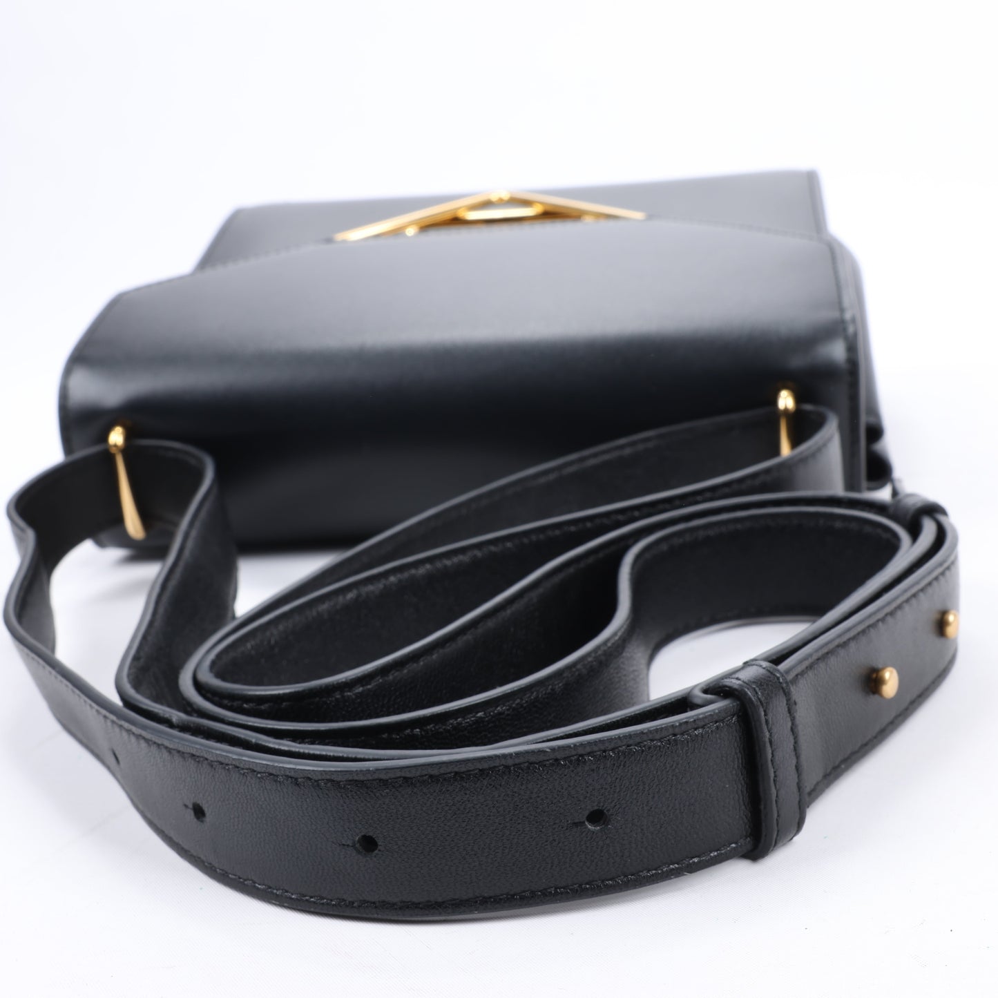 Sac à bandoulière Bottega Veneta en cuir de veau nappa Box Clip, noir