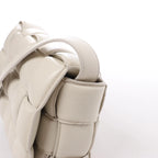 Bottega Veneta Padded Cassette Maxi Intrecciato Leather Crossbody Bag in White
