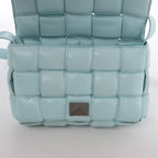 Bottega Veneta Padded Cassette Maxi Intrecciato Leather Crossbody Bag in Blue