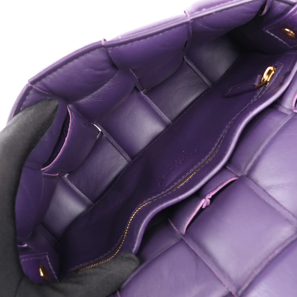 Bottega Veneta Padded Cassette Maxi Intrecciato Leather Shoulder Bag in Purple