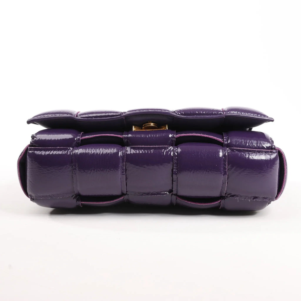 Bottega Veneta Padded Cassette Maxi Intrecciato Leather Shoulder Bag in Purple
