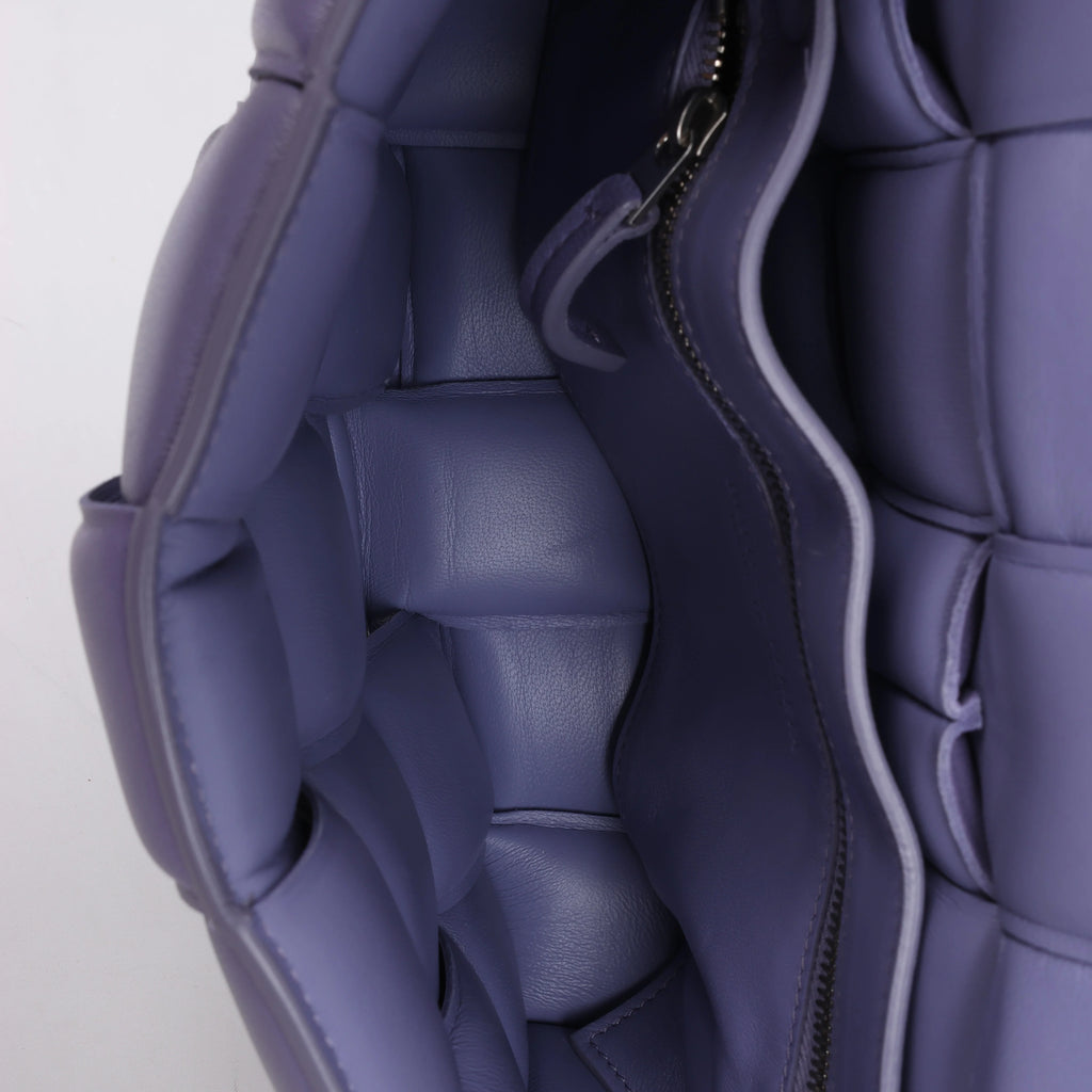 Bottega Veneta Padded Cassette Maxi Intrecciato Leather Crossbody Bag in Purple