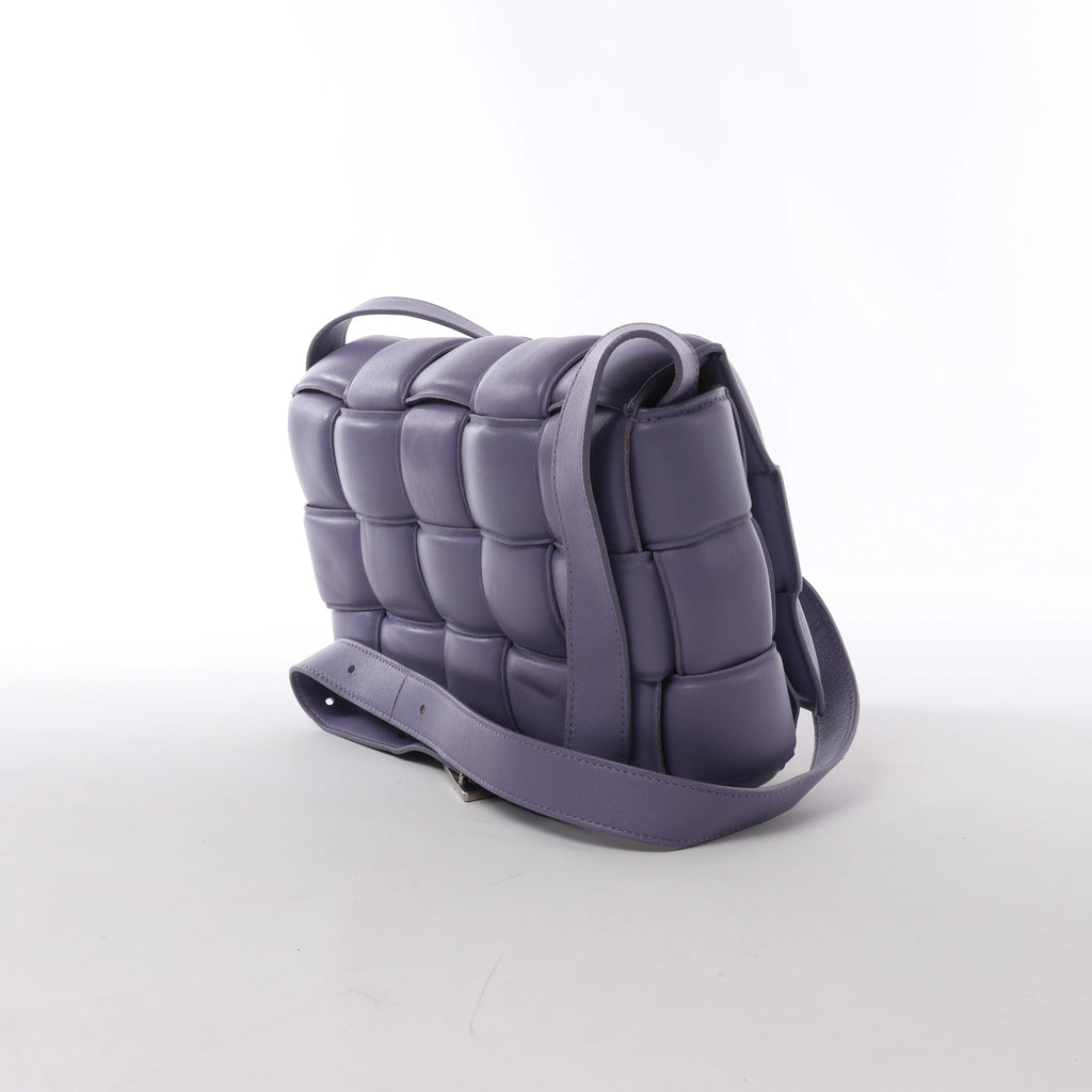 Bottega Veneta Padded Cassette Maxi Intrecciato Leather Crossbody Bag in Purple