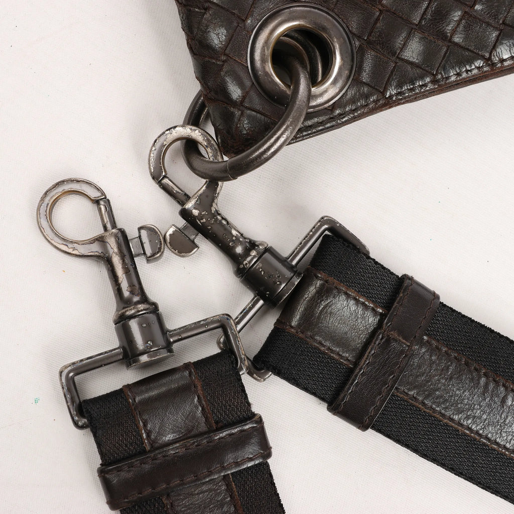 Bottega Veneta VN Intrecciato Crossbody Messenger Bag in Brown
