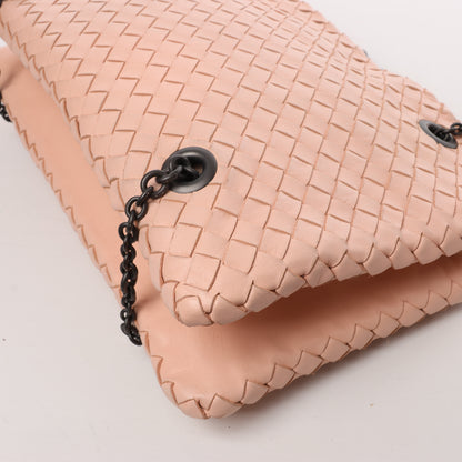 Bottega Veneta Intrecciato Leather Chain Shoulder Bag in Powder Pink