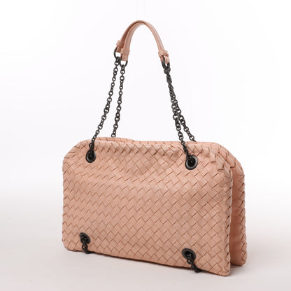 Bottega Veneta Intrecciato Leather Chain Shoulder Bag in Powder Pink