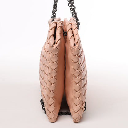 Bottega Veneta Intrecciato Leather Chain Shoulder Bag in Powder Pink