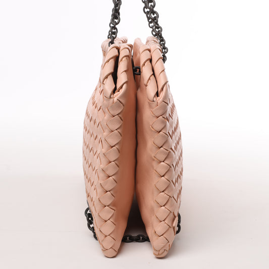 Bottega Veneta Intrecciato Leather Chain Shoulder Bag in Powder Pink