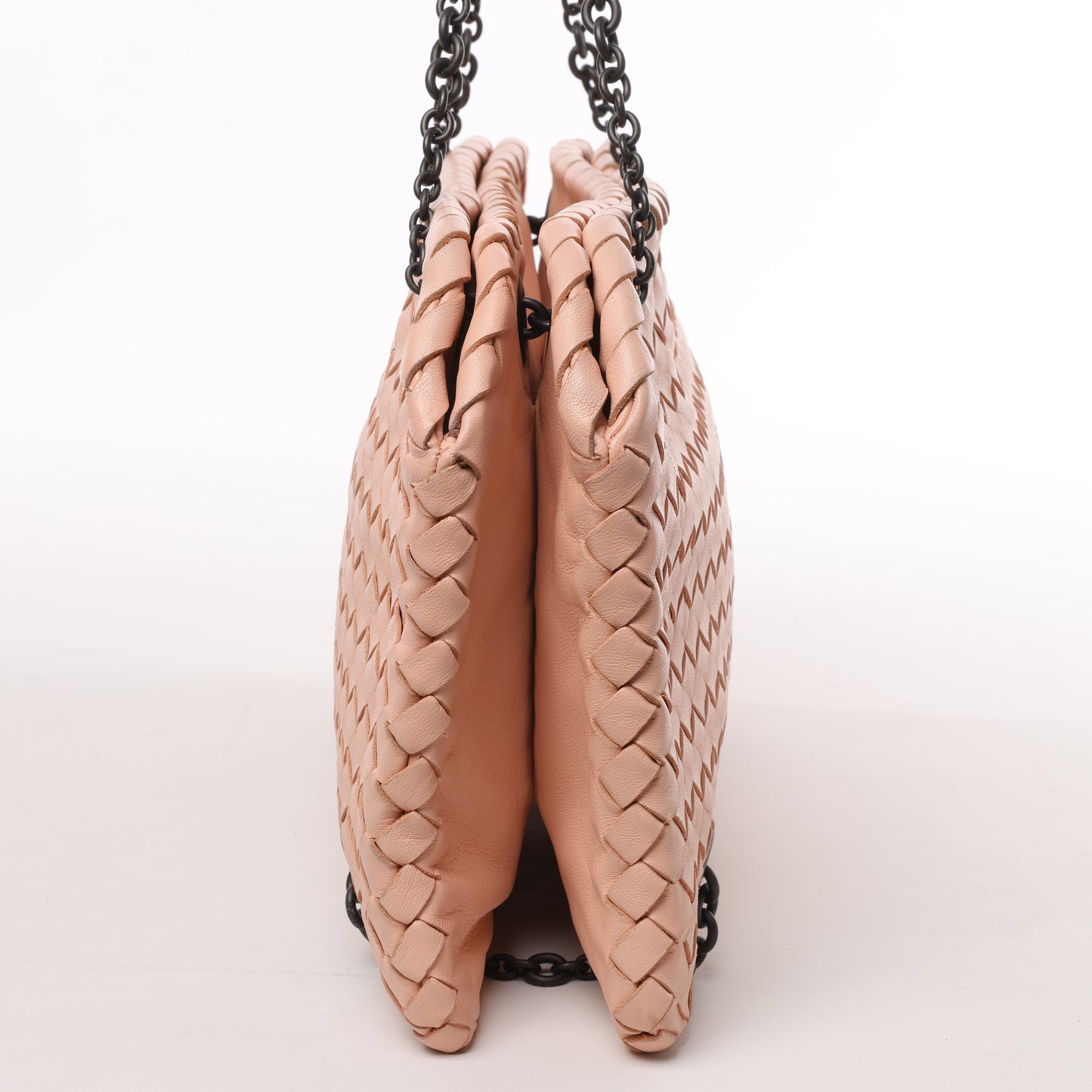 Bottega Veneta Intrecciato Leather Chain Shoulder Bag in Powder Pink