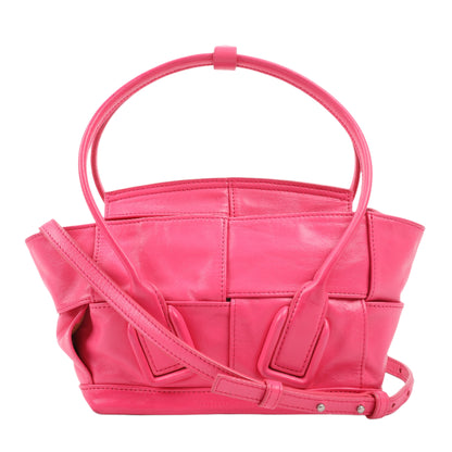 Bottega Veneta Arco Mini Paper Calfskin Maxi Intrecciato 2Way Handbag in Pink