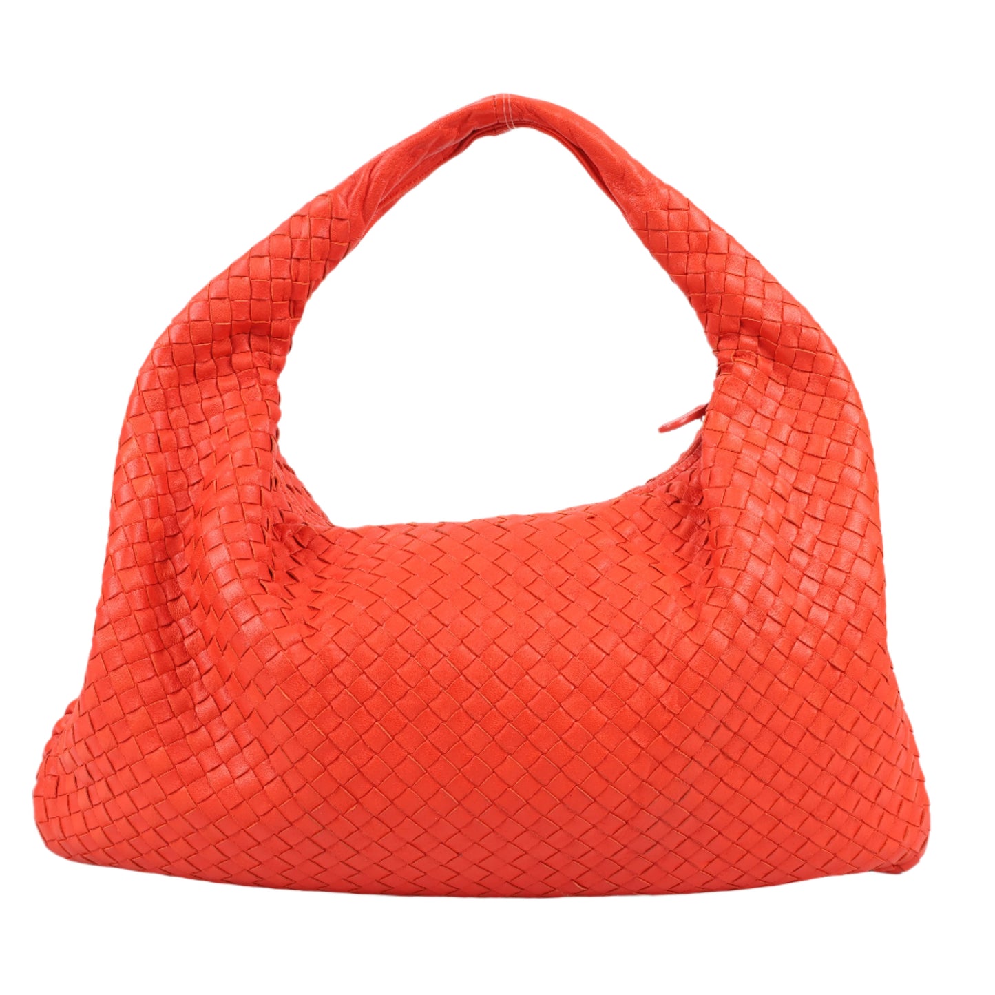 Bottega Veneta Intrecciato Hobo Leather Shoulder Bag in Red