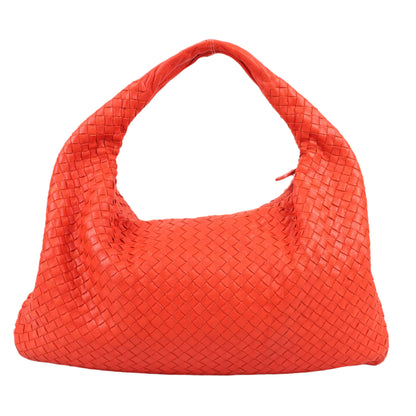 Bottega Veneta Intrecciato Hobo Leather Shoulder Bag in Red