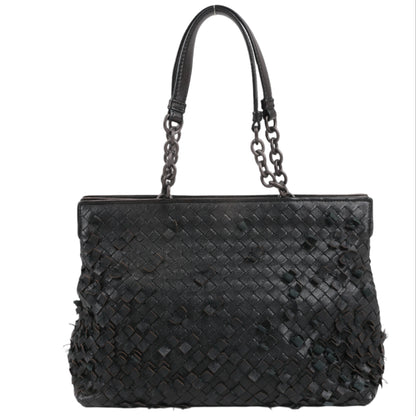 Bottega Veneta Intrecciato Leather Shoulder Bag in Black