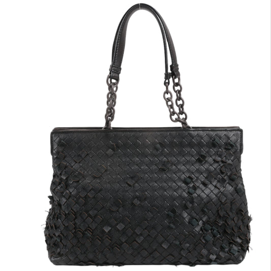 Bottega Veneta Intrecciato Leather Shoulder Bag in Black
