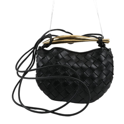 Bottega Veneta Intrecciato Sardines Leather Shoulder Bag in Black