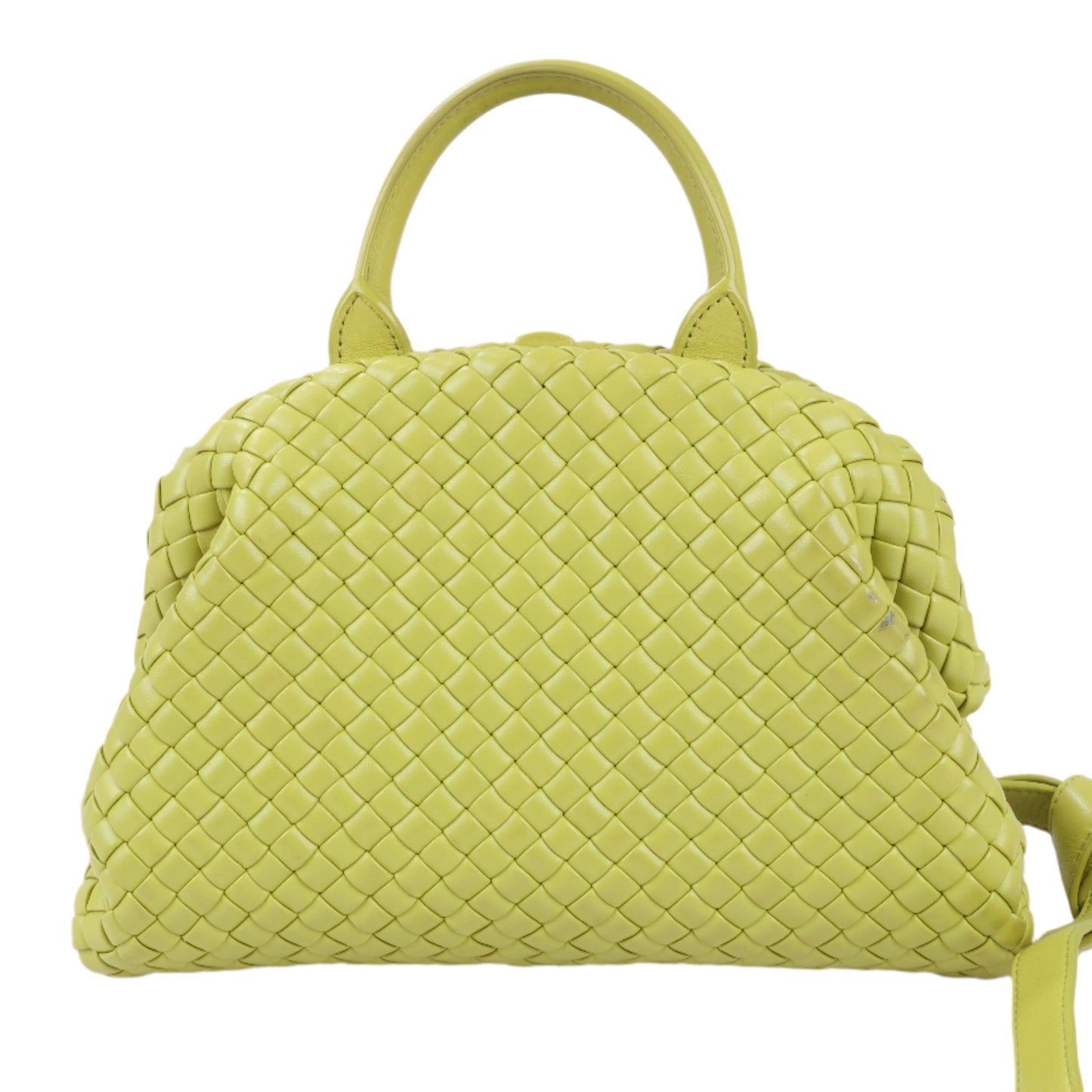 Bottega Veneta Intrecciato Small Leather 2Way Handbag in Yellowish Green