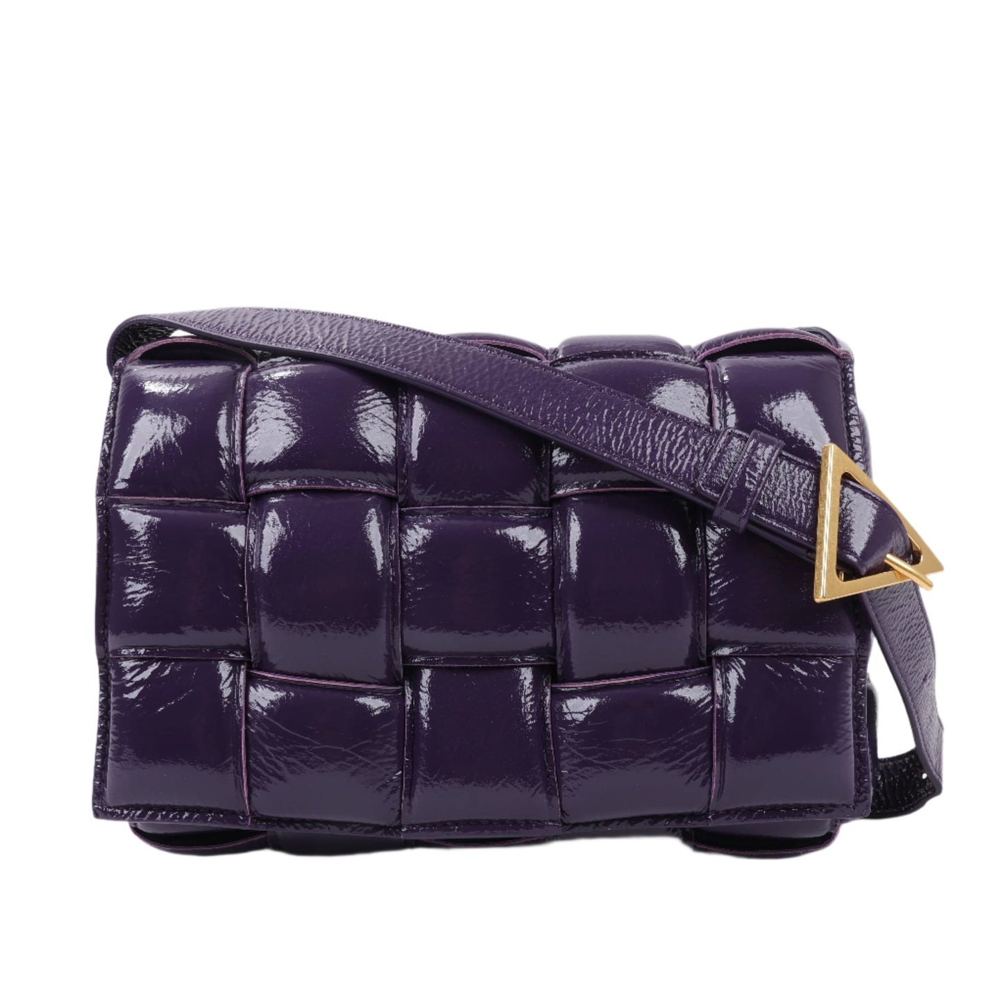 Bottega Veneta Padded Cassette Maxi Intrecciato Leather Shoulder Bag in Purple