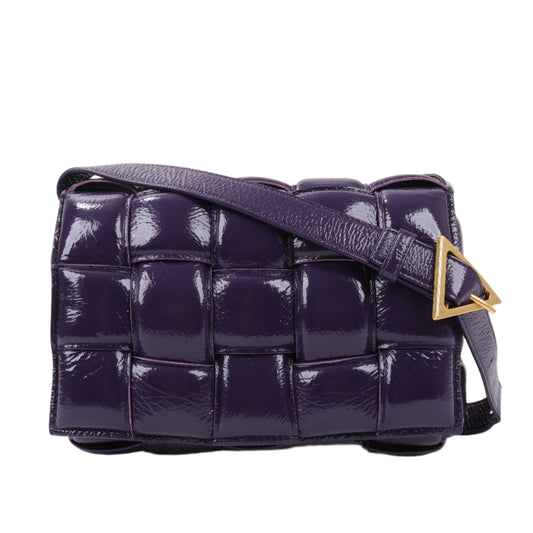 Bottega Veneta Padded Cassette Maxi Intrecciato Leather Shoulder Bag in Purple
