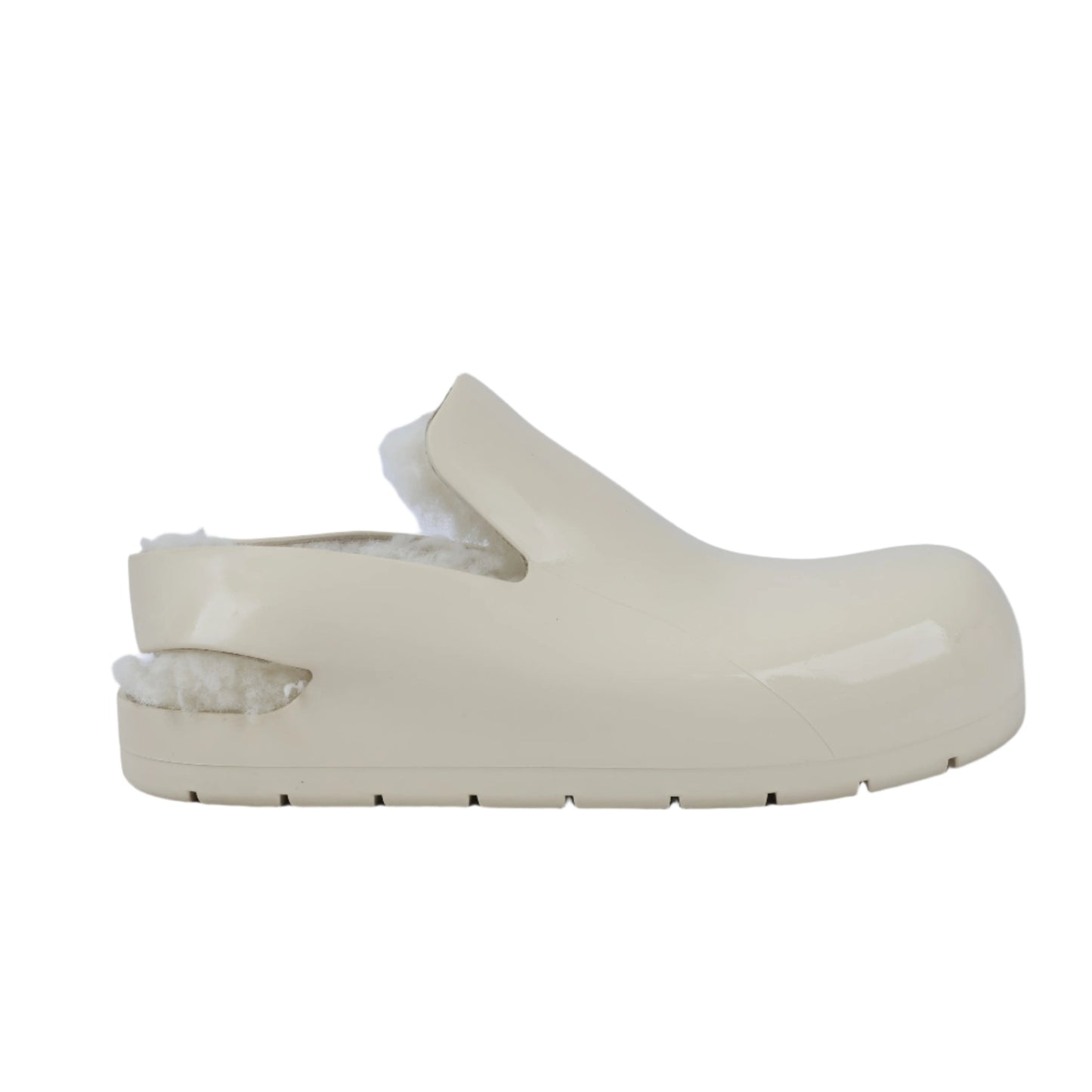 Bottega Veneta Puddle Shearling Cozy Matt Rubber Low Top Shoes in Ivory