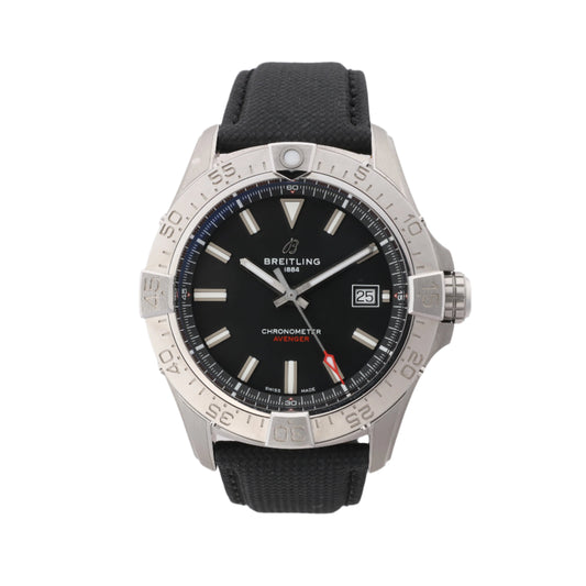 Breitling Avenger A17328 6752184 SS & Leather AT Black Dial Watch