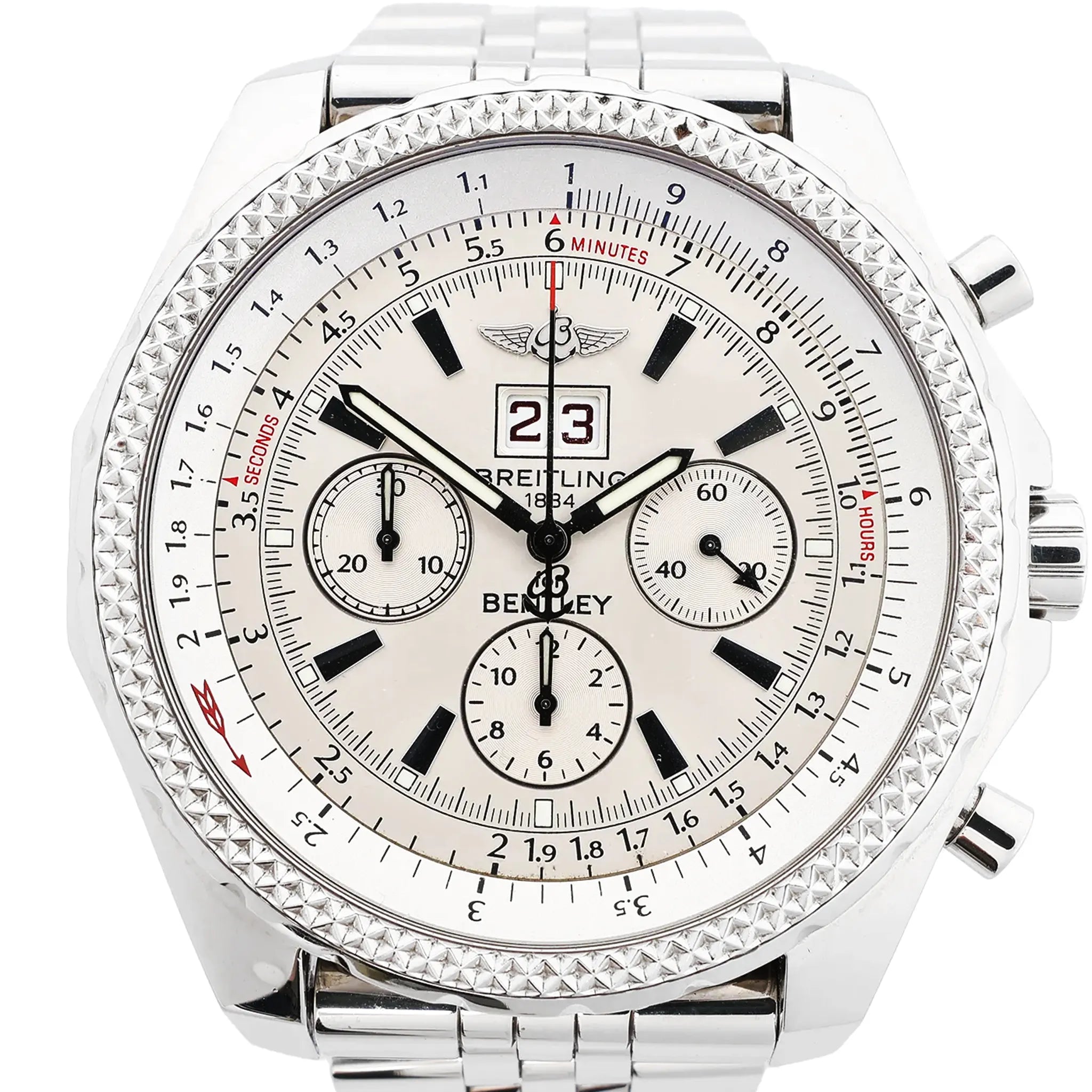 Breitling Bentley A44362 2130273 SS & Rubber AT Watch with Beige Dial